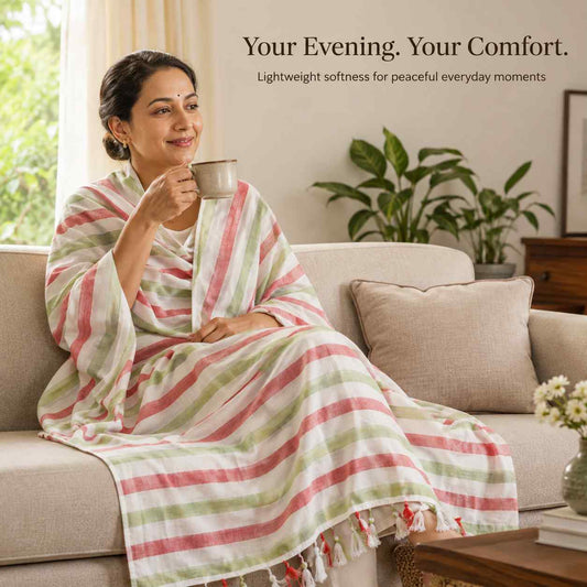 Authentic Bhagalpuri Dull Chadar – Lightweight Pure Cotton AC & Travel Blanket - Classic ( 94×50 in )