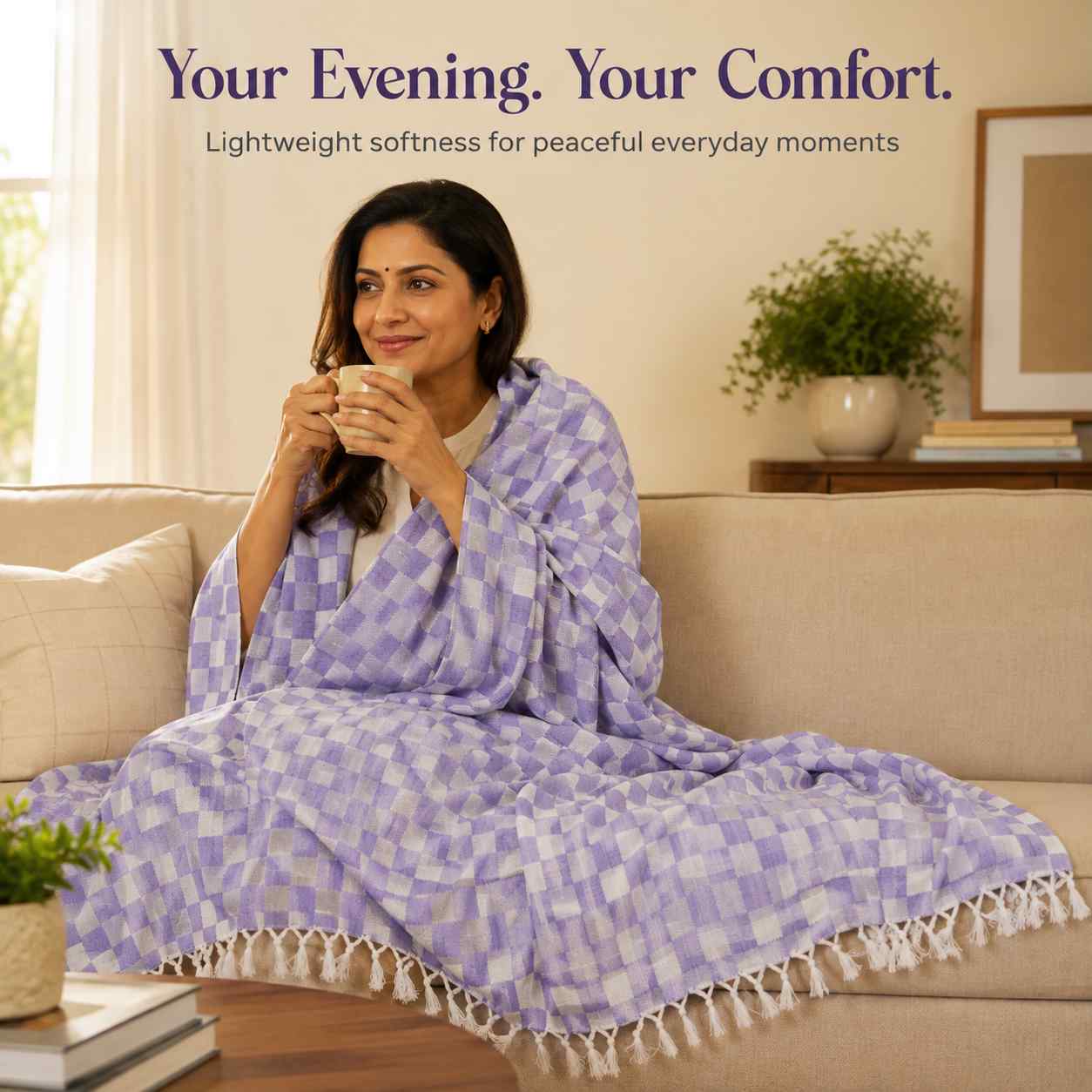 Lightweight Blanket | Authentic 3D Bhagalpuri Dull Chadar – Lightweight Pure Cotton AC & Travel Blanket - Classic ( 94×50 in )