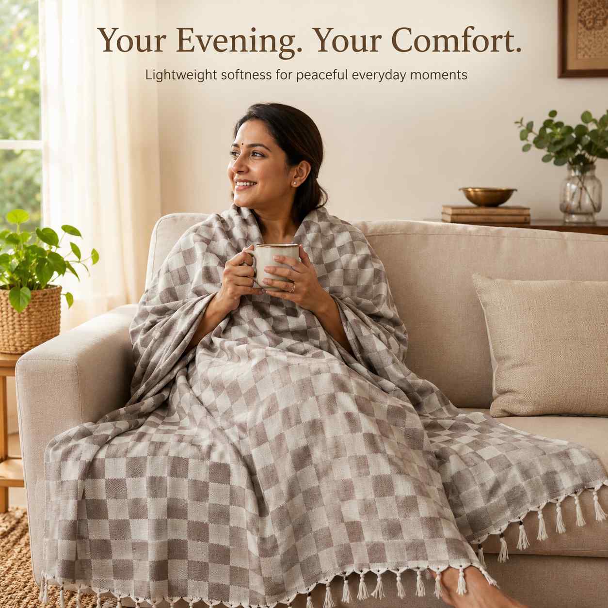 Authentic 3D Bhagalpuri Dull Chadar – Lightweight Pure Cotton AC & Travel Blanket - Classic ( 94×50 in )