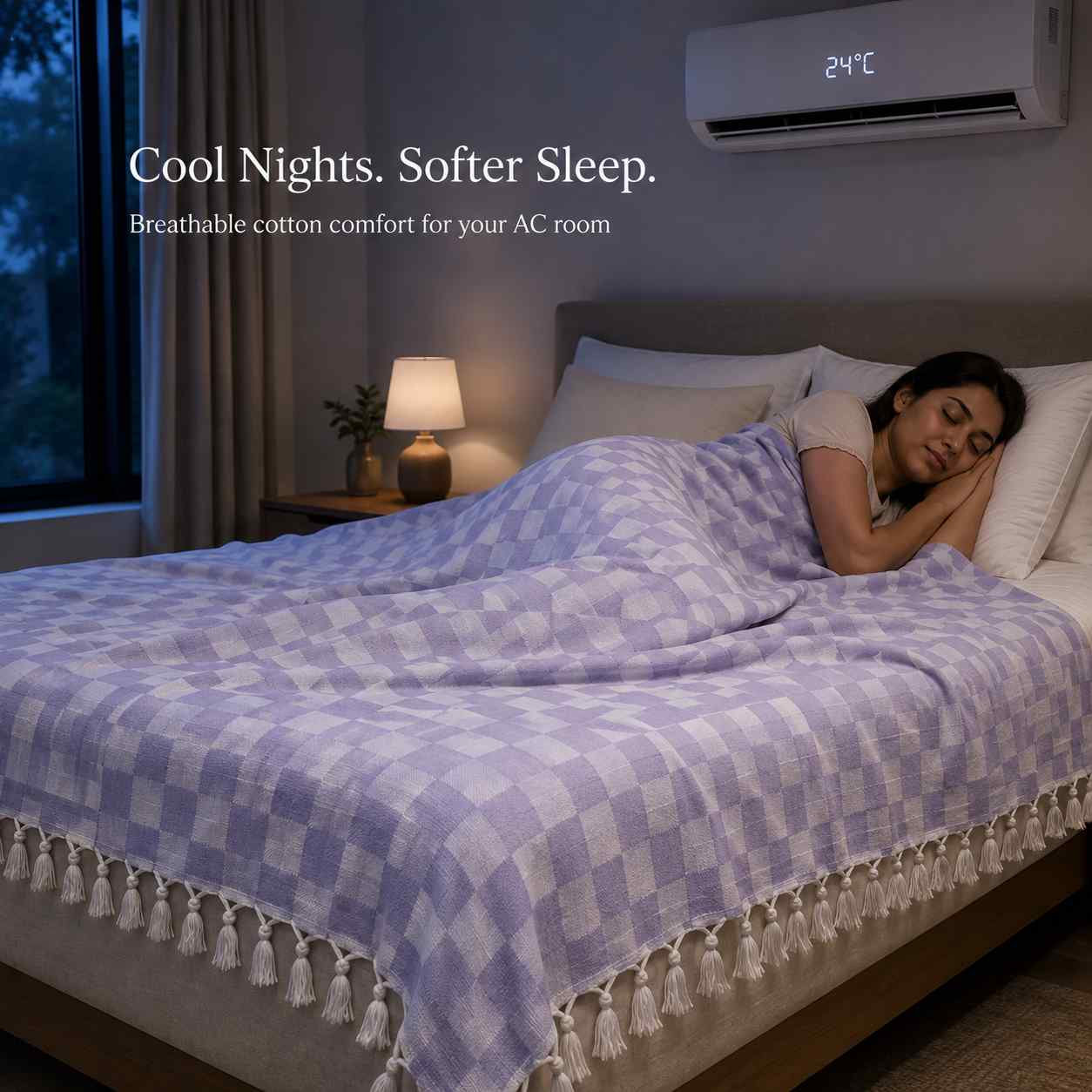Lightweight Blanket | Authentic 3D Bhagalpuri Dull Chadar – Lightweight Pure Cotton AC & Travel Blanket - Classic ( 94×50 in )