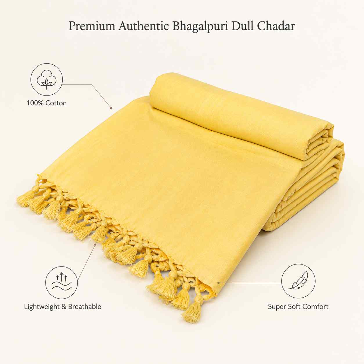 Authentic 3D Bhagalpuri Dull Chadar – Lightweight Pure Cotton AC & Travel Blanket - Premium ( 100×52 in )