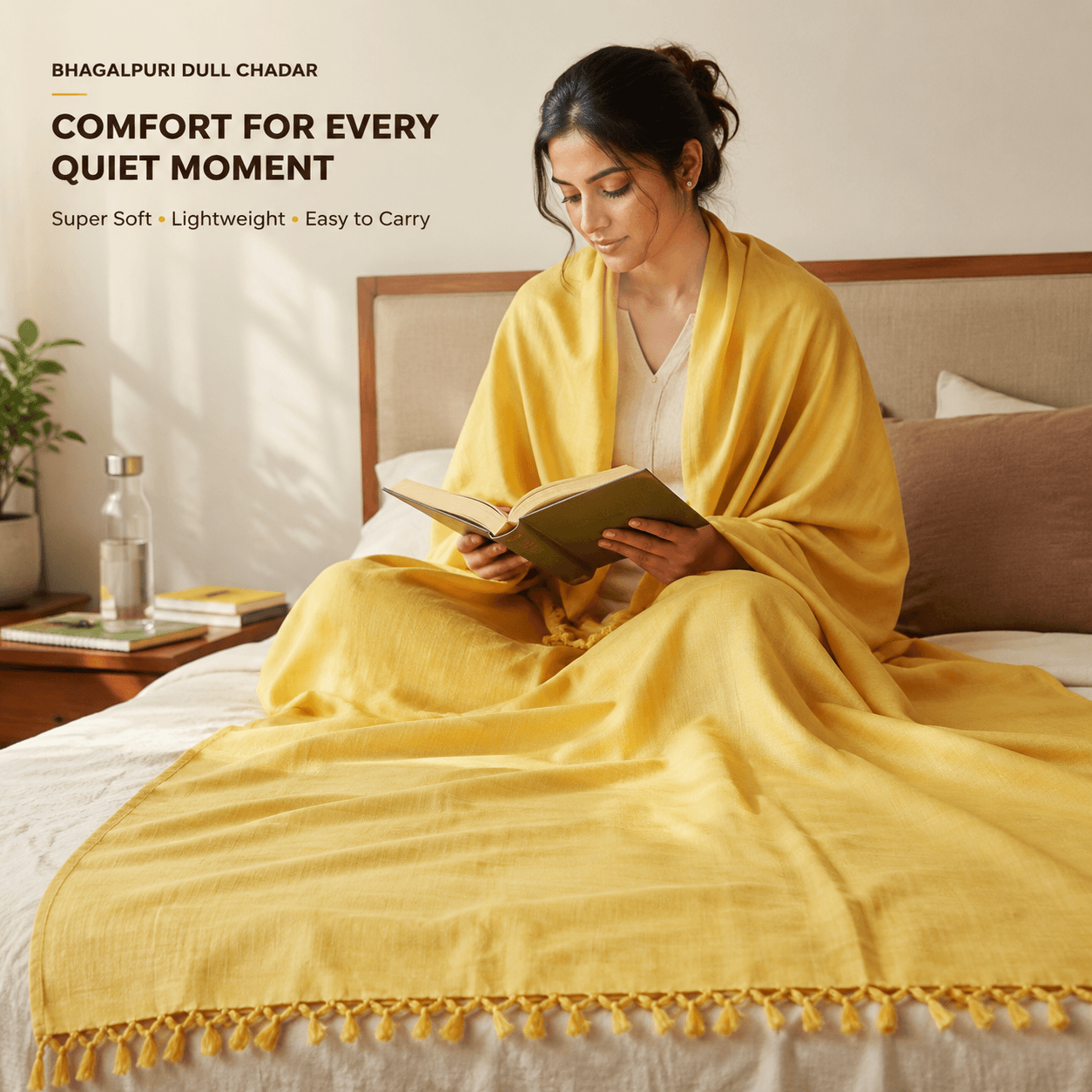 Lightweight | Authentic Bhagalpuri Dull Chadar – Lightweight Pure Cotton AC & Travel Blanket - Classic ( 94×50 in )