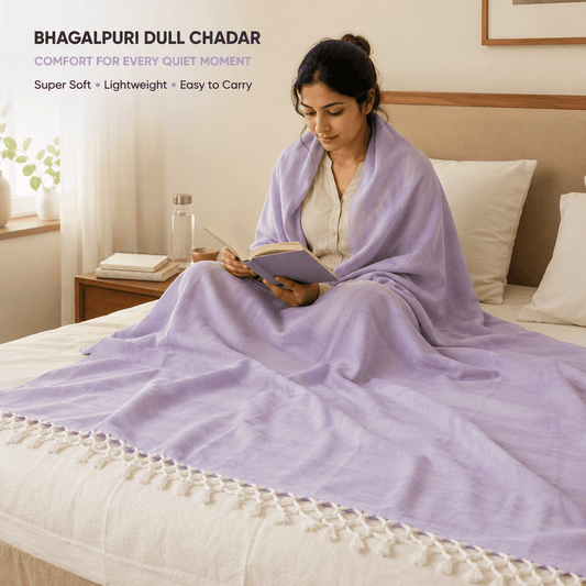 Lightweight Blanket | Authentic Bhagalpuri Dull Chadar – Lightweight Pure Cotton AC & Travel Blanket - Classic ( 94×50 in )
