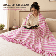 Lightweight Blanket | Authentic Bhagalpuri Dull Chadar – Lightweight Pure Cotton AC & Travel Blanket - Classic ( 94×50 in )