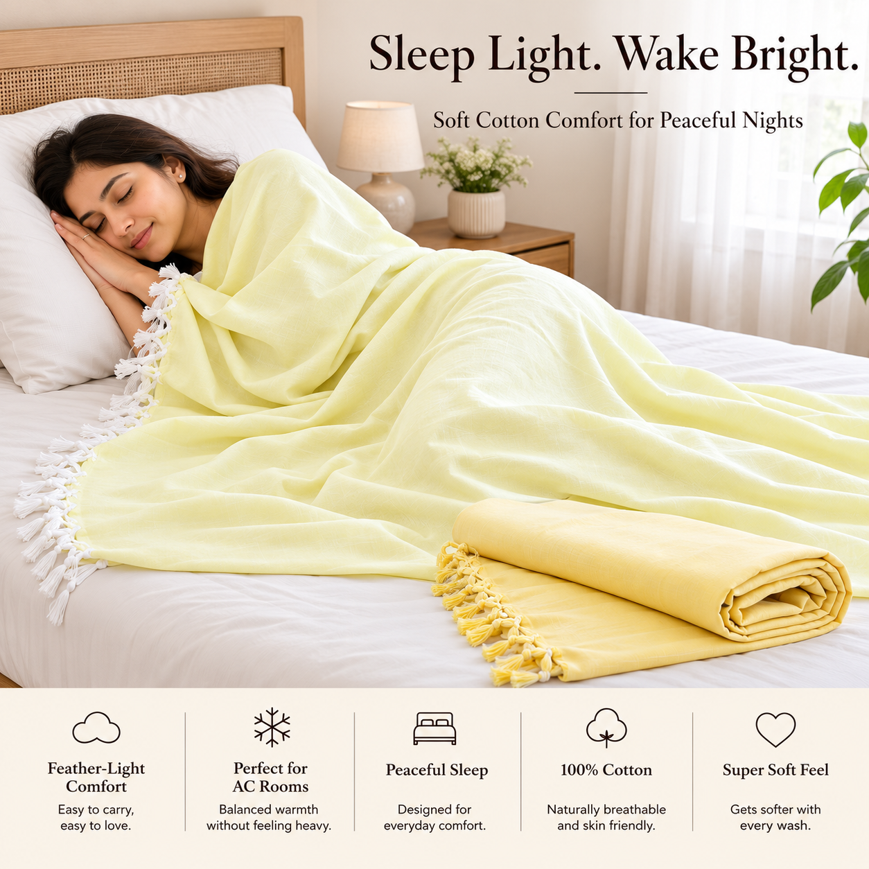 Pack of 2 Authentic Premium Bhagalpuri Dull Chadar | 100% Cotton Lightweight Soft Blanket for AC Room, Travel & Everyday Use | Classic Size 100 × 52 Inches  DULL 68 69