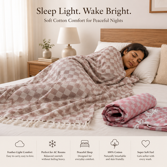 Pack of 2 Authentic Classic 3D Bhagalpuri Dull Chadar | 100% Cotton Lightweight Soft Blanket for AC Room, Travel & Everyday Use | Classic Size 94 × 50 Inches  DULL C 32 34
