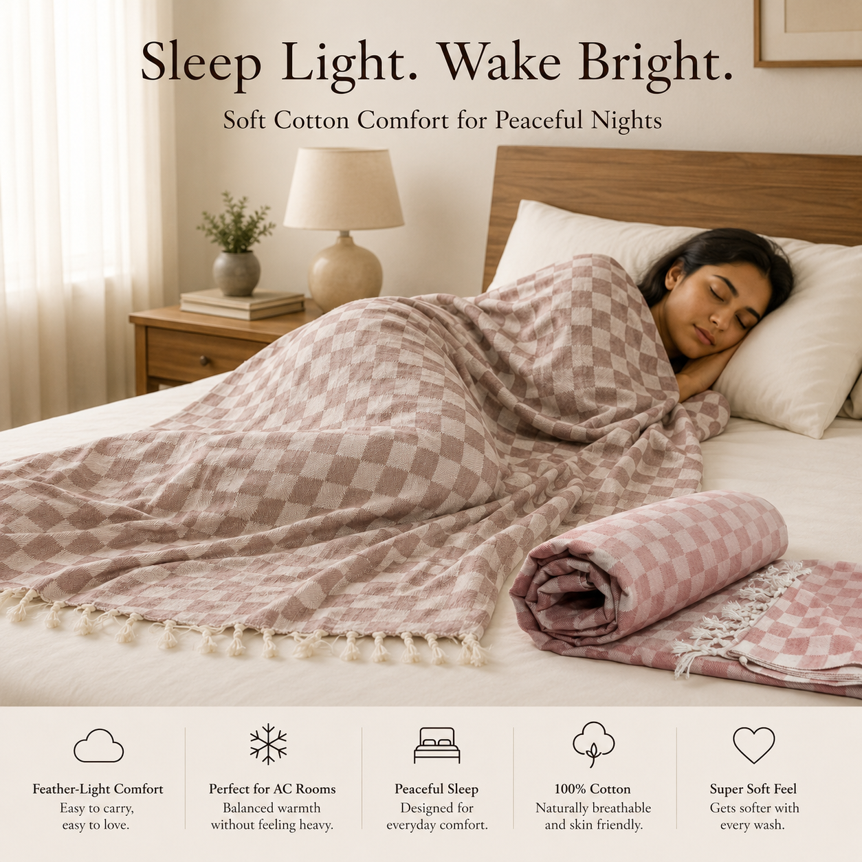 Pack of 2 Authentic Classic 3D Bhagalpuri Dull Chadar | 100% Cotton Lightweight Soft Blanket for AC Room, Travel & Everyday Use | Classic Size 94 × 50 Inches  DULL C 33 34