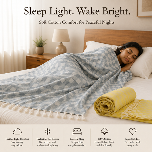 Pack of 2 Authentic Classic 3D Bhagalpuri Dull Chadar | 100% Cotton Lightweight Soft Blanket for AC Room, Travel & Everyday Use | Classic Size 94 × 50 Inches  DULL C 35 37