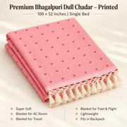 Bhagalpuri Dull Chadar Printed Cotton AC Blanket for Single Bed | 52 × 100 Inches