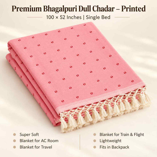 Bhagalpuri Dull Chadar Printed Cotton AC Blanket for Single Bed | 52 × 100 Inches
