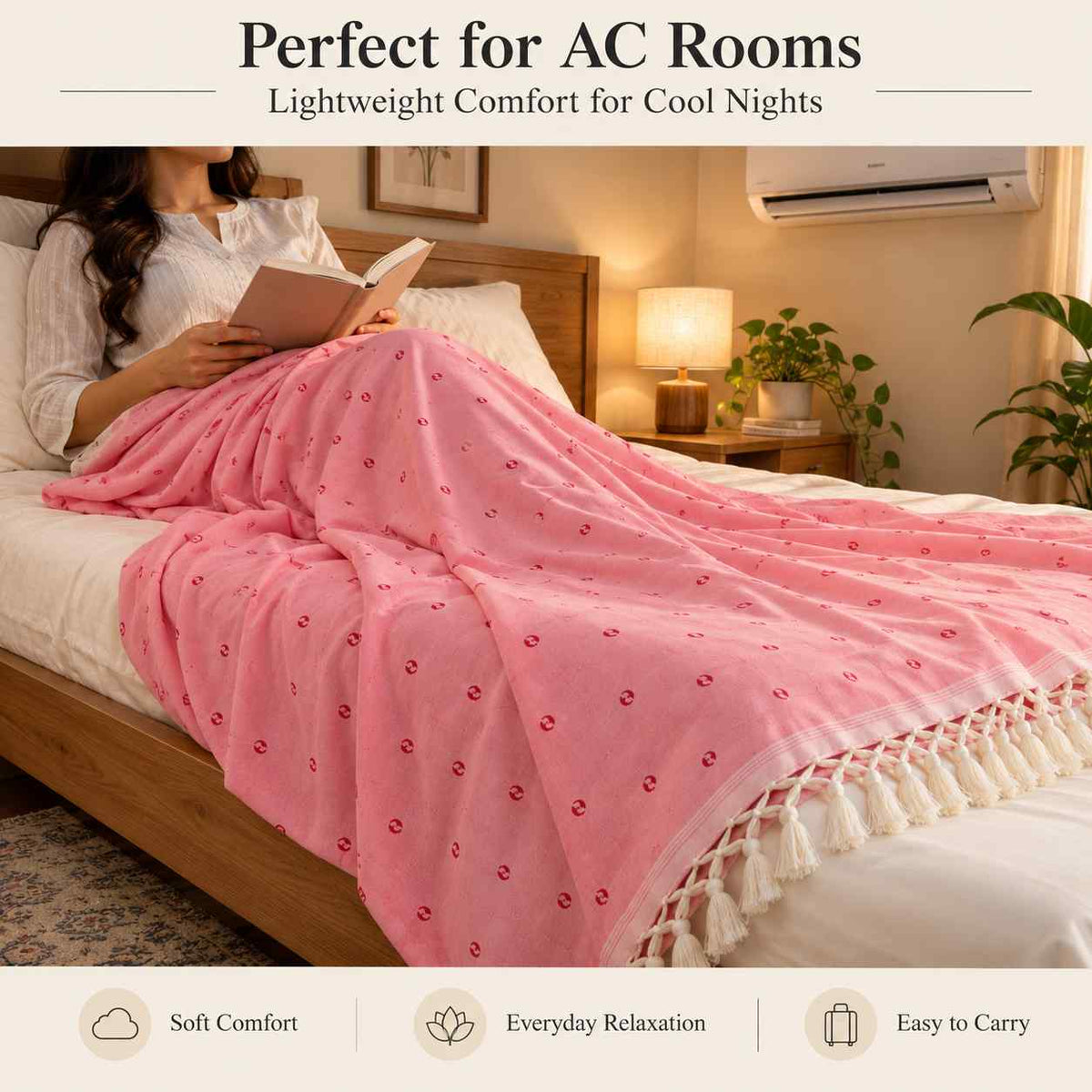 Bhagalpuri Dull Chadar Printed Cotton AC Blanket for Single Bed | 52 × 100 Inches