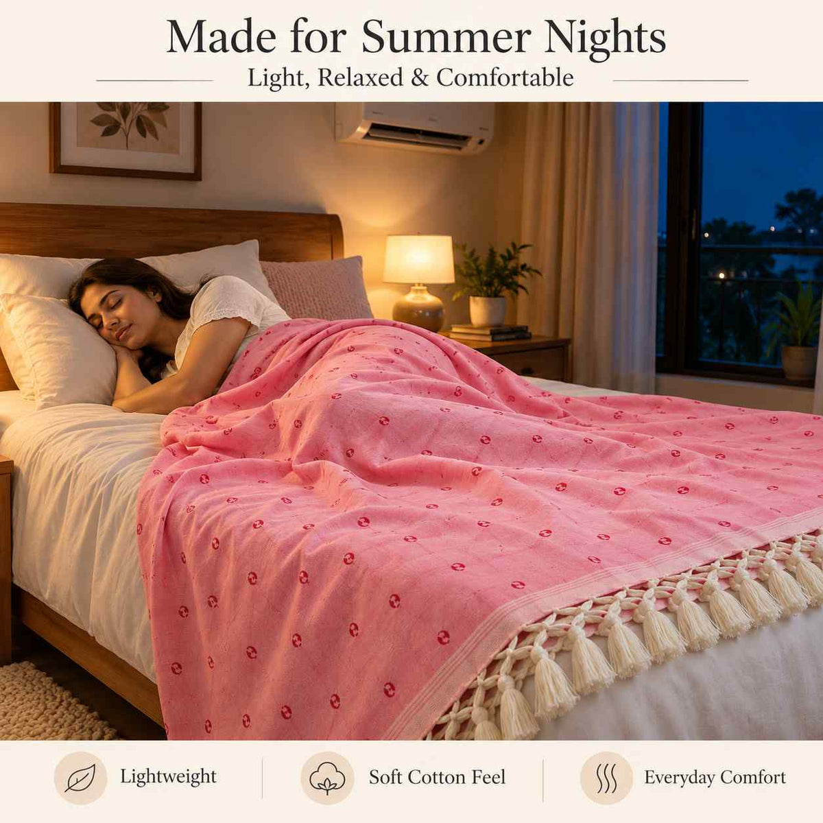 Bhagalpuri Dull Chadar Printed Cotton AC Blanket for Single Bed | 52 × 100 Inches
